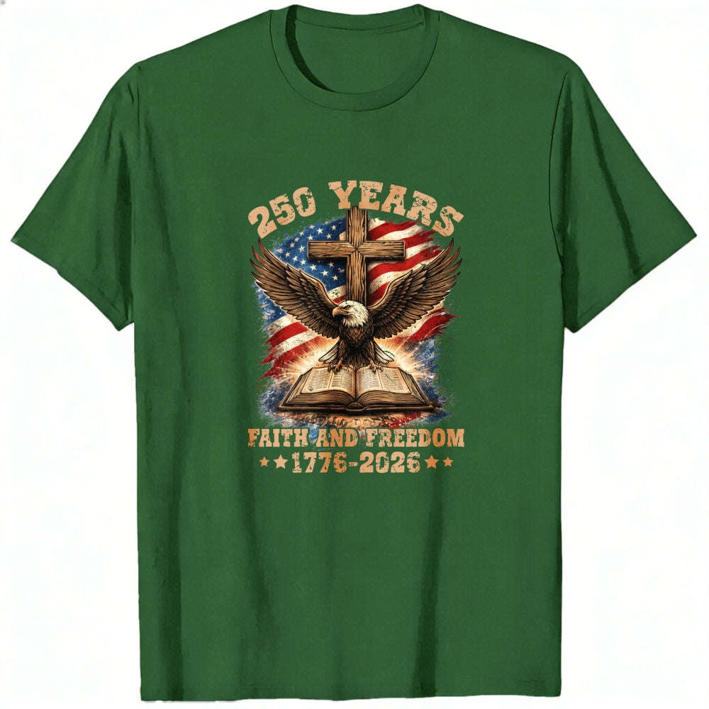 Patriotic Eagle Cross And Bible Classic T-Shirt Faith And Freedom 1776 2026