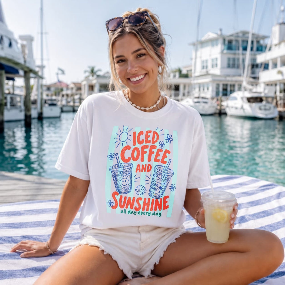Summer Vintage Iced Coffee And Sunshine Graphic Classic T-Shirt