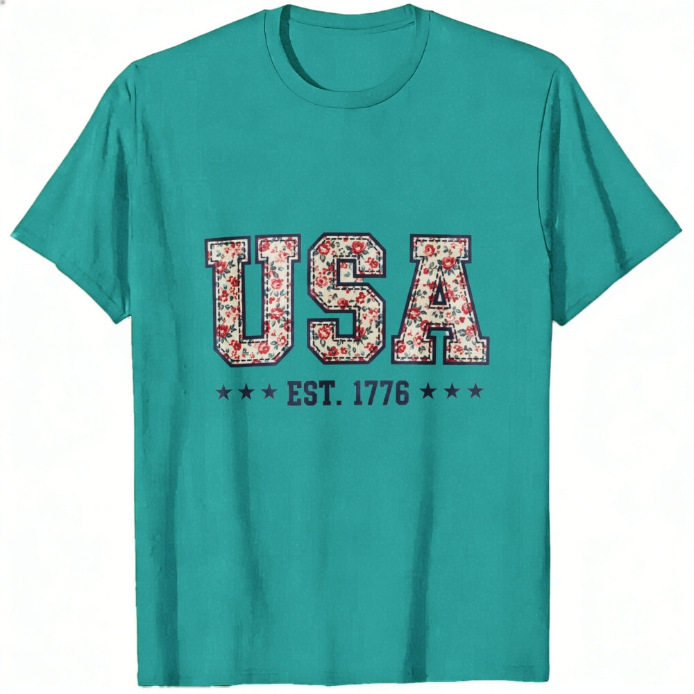 Floral Pattern Usa Est 1776 Classic T-Shirt