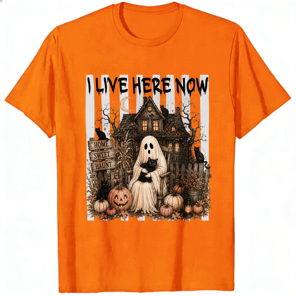Halloween Ghost Haunted House Home Sweet Haunt Classic T-Shirt I Live Here Now