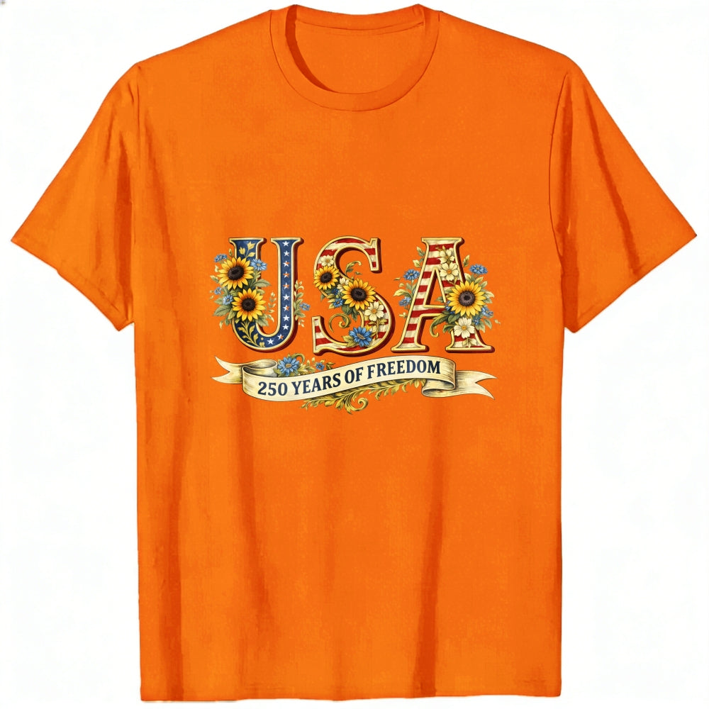 Patriotic Floral Usa 250 Years Of Freedom Classic T-Shirt