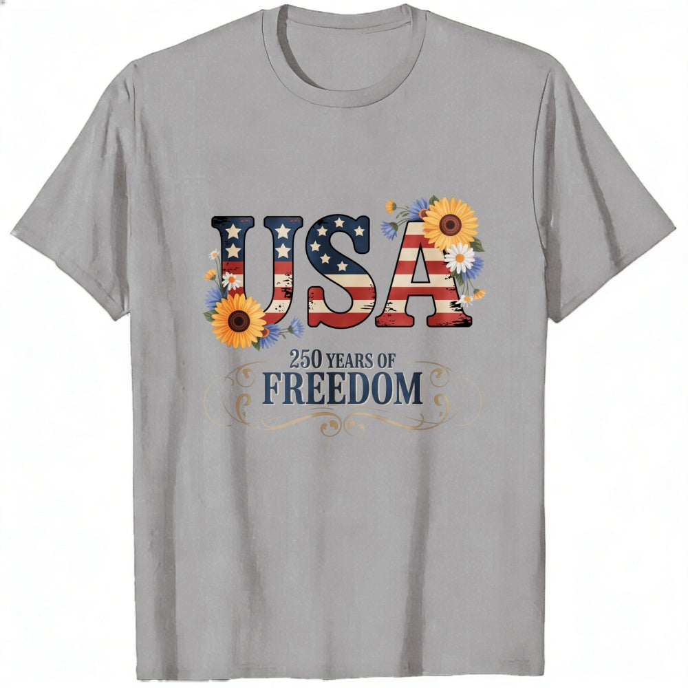 Patriotic Floral Usa 250 Years Of Freedom Classic T-Shirt