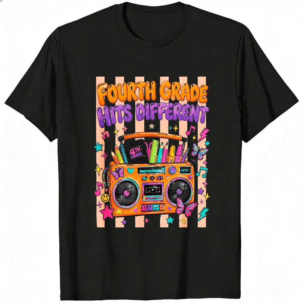 Retro Vintage Style Classic T-Shirt Fourth Grade Hits Different Boombox Design