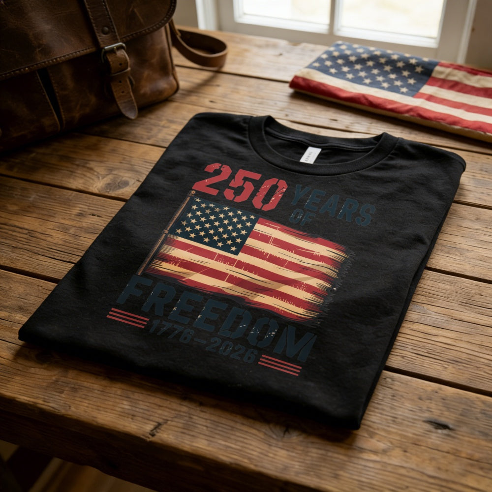 Patriotic American Flag Classic T-Shirt - 250 Years of Freedom 1776-2026